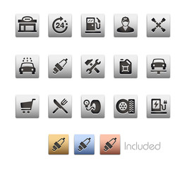 Gas Station Icon set - The vector file includes 4 color versions for each icon in different layers.