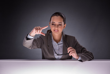 Businesswoman holding hands in business concept