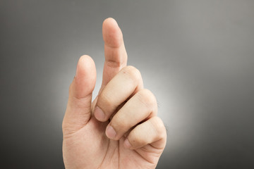 man finger pointing and touching