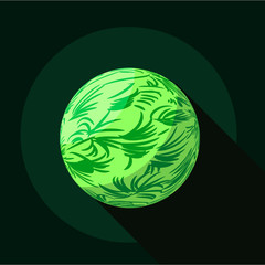 Green planet icon, flat style