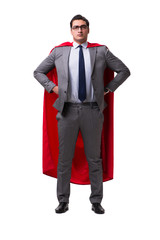 Super hero businessman isolated on white 