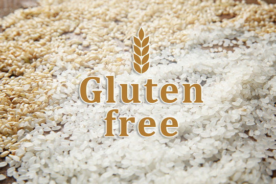 Gluten free food concept. Background of rice assortment