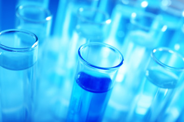 Test tubes with samples, closeup