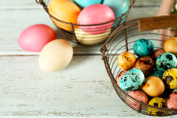 Beautiful Easter composition on wooden table