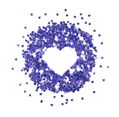 Fototapeta premium Bright confetti in shape of hearts on white background