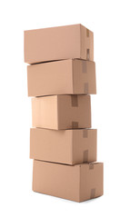 Cardboard boxes on white background