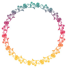 Beautiful round floral frame with gradient fill.  Raster clip art.
