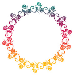 Beautiful round floral frame with gradient fill.  Raster clip art.