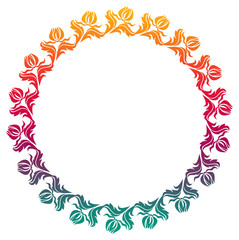 Fototapeta na wymiar Beautiful round floral frame with gradient fill. Raster clip art.