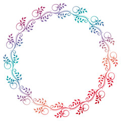 Beautiful round floral frame with gradient fill.  Raster clip art.
