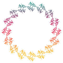 Beautiful round floral frame with gradient fill.  Raster clip art.