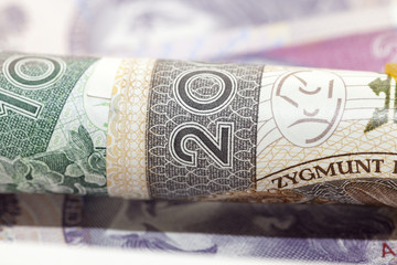 Polish banknotes, close-up