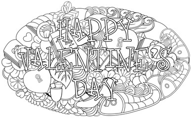 Obraz premium Hand drawn doodles happy valentines day with elements background