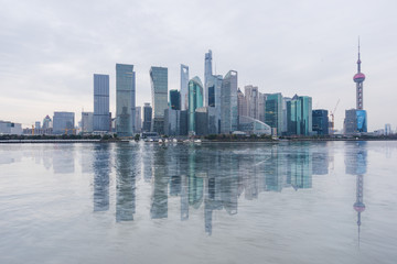 Fototapeta na wymiar landmarks of Shanghai with Huangpu river in China.