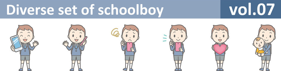 Diverse set of schoolboy, EPS10 vol.07