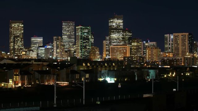 Denver Skyline Night Timelapse 4K