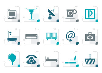 Stylized Hotel and motel icons  - Vector icon Set