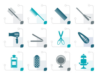 Fototapeta na wymiar Stylized hairdressing, coiffure and make-up icons- vector icon set