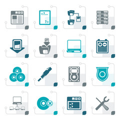 Stylized Server Side Computer icons - Vector Icon Set