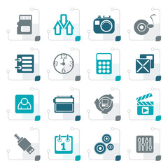 Stylized phone performance, internet and office icons - vector icon set