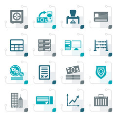Stylized bank, business, finance and office icons - vector icon set