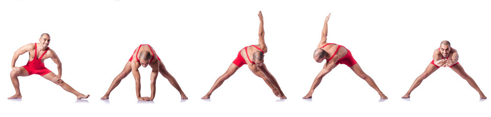 Young wrestler isolated on the white