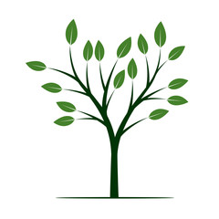 Green Tree with Leafs. Vector Illustration.