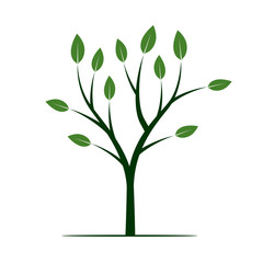 Green Tree with Leafs. Vector Illustration.