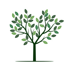 Green Tree with Leafs. Vector Illustration.