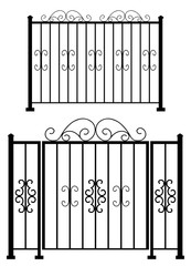 Steel Gate and Fence Silhouette with French Curve