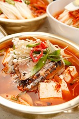 kkongchi kimchi jjigae is korean style stew, korean traditional soup,