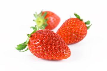 fresh ripe red strawberry with leaf, healthy fruit