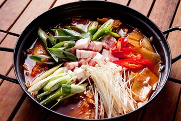 dwaeji kimchi jjigae is korean style stew, korean traditional soup,