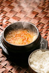 doenjang jjigae is korean style stew, korean traditional soup,