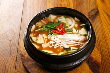 doenjang jjigae is korean style stew, korean traditional soup,