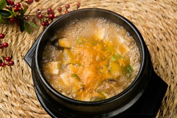 doenjang jjigae is korean style stew, korean traditional soup,