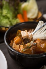 doenjang jjigae is korean style stew, korean traditional soup,