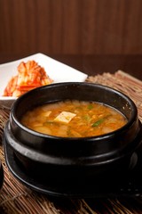 doenjang jjigae is korean style stew, korean traditional soup,