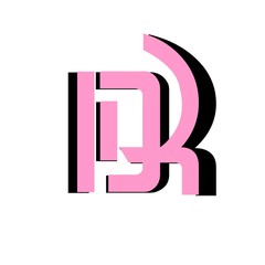 initial letter DR pink color logo vector