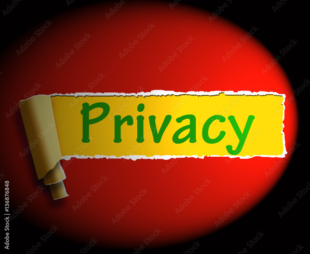 Poster privacy word shows protection of information 3d rendering