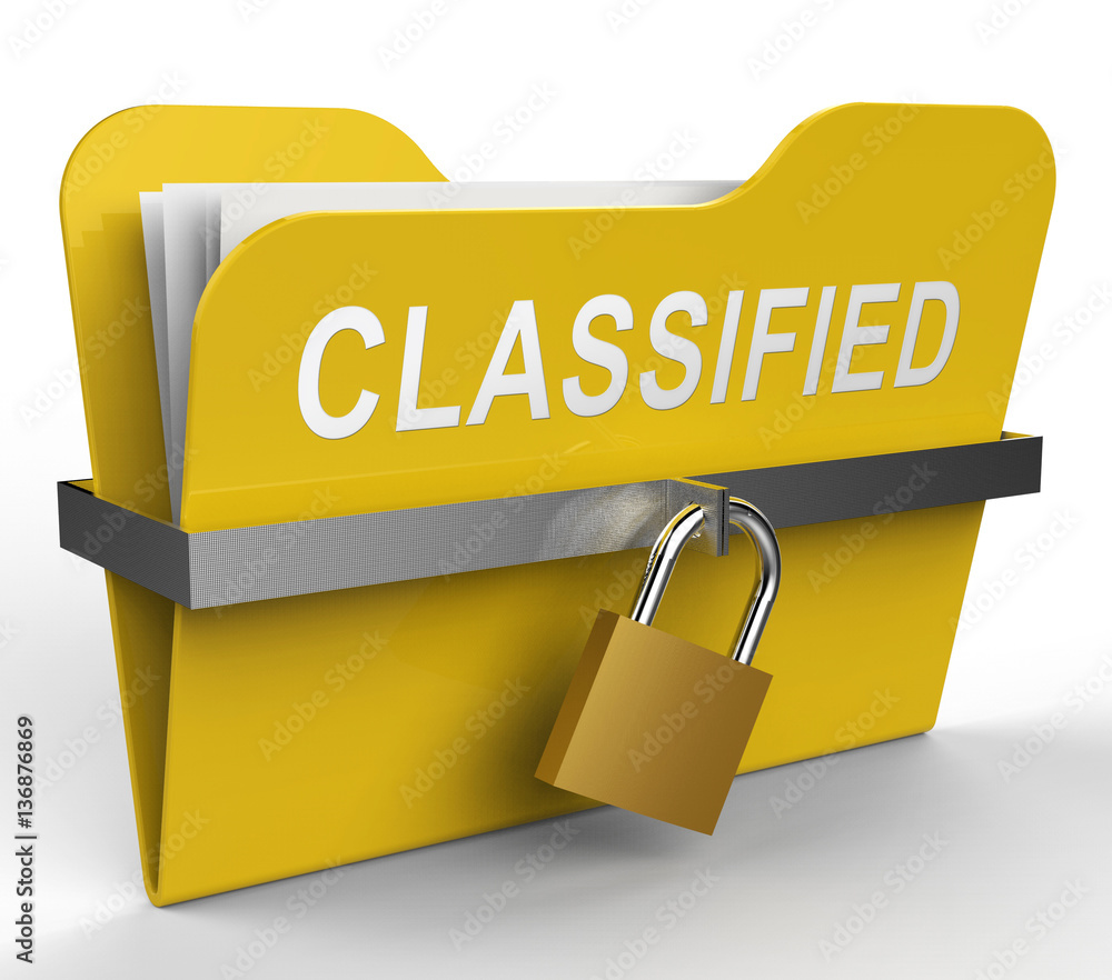 Poster classified folder indicates restricted information 3d rendering