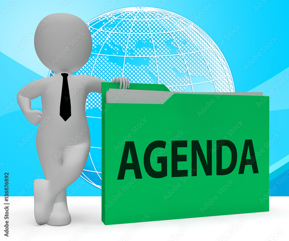 Poster agenda folder representing binder schedule 3d rendering