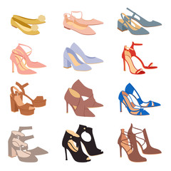 Womens shoes flat fashion footwear design vector.