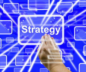 Strategy Button Showing Planning And Vision 3d Rendering