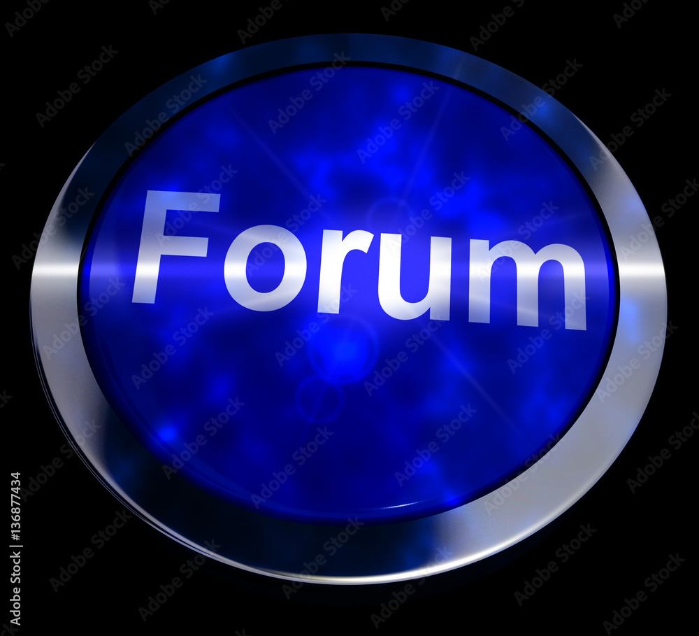 Poster forum button for social media community 3d rendering