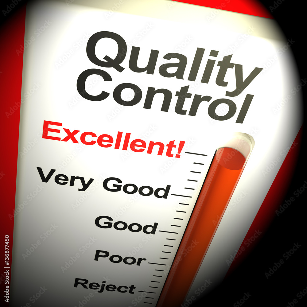 Poster quality control excellent monitor showing satisfaction 3d render