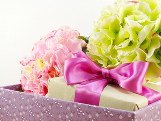 handcrafted gift box with fresh flowers