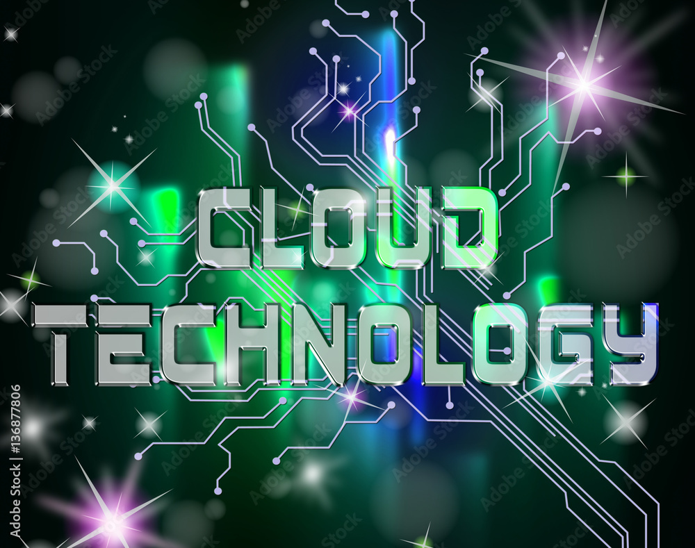 Poster cloud technology showing online electronics and web