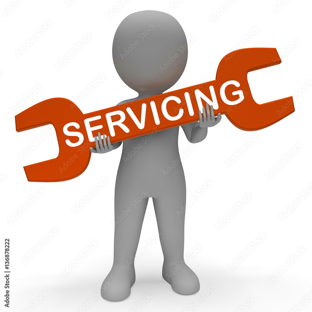Poster servicing spanner means support assistance 3d rendering