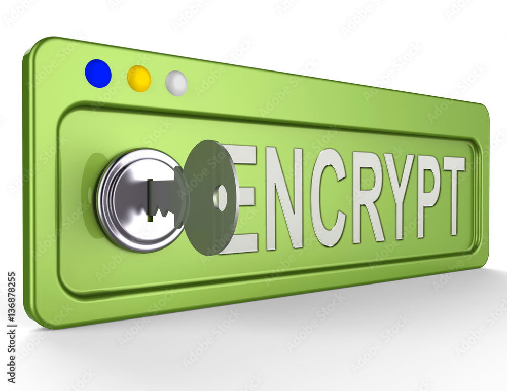 Poster encrypt key showing protection encryption 3d illustration